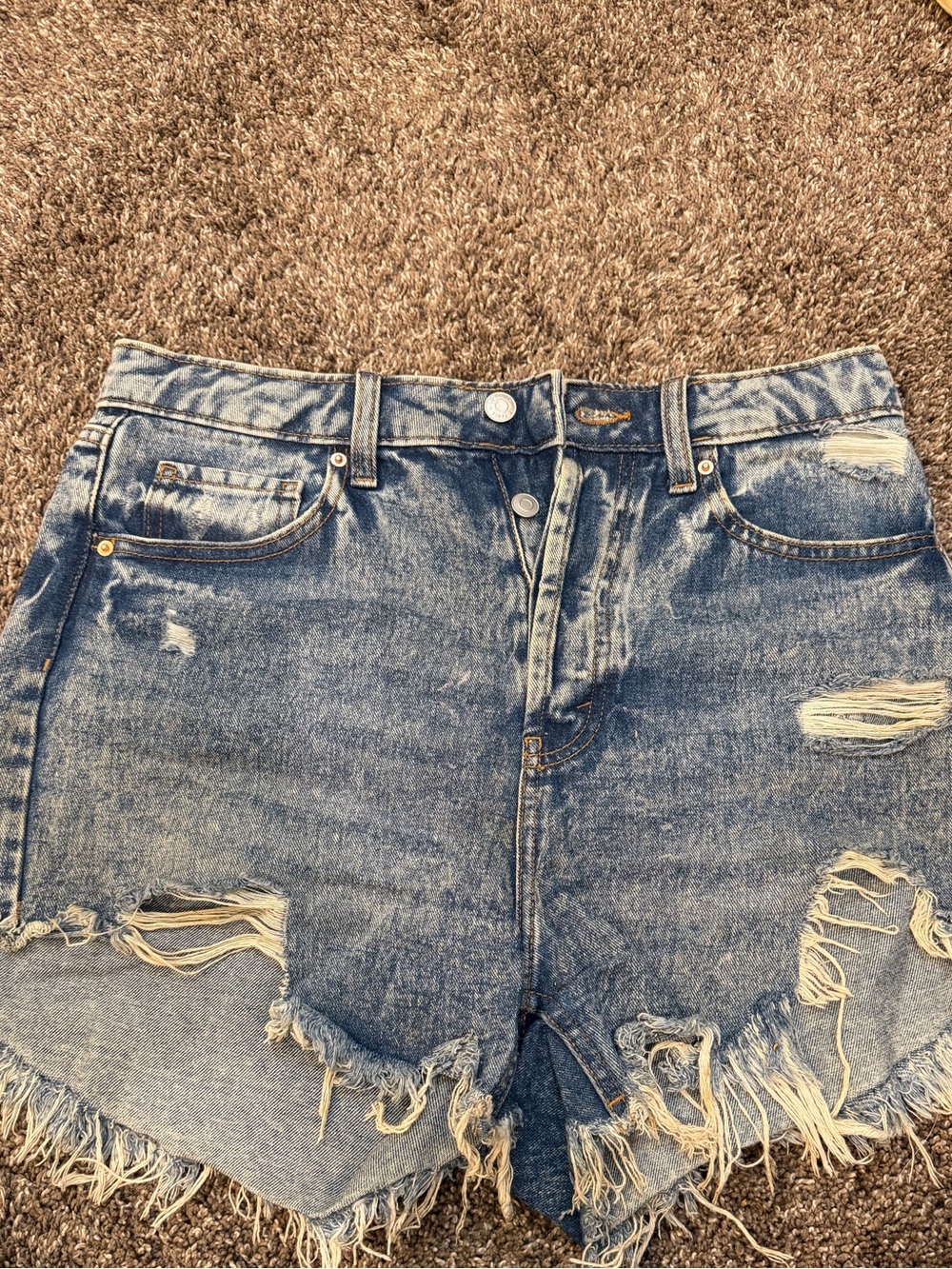 wild fable Distressed Light Blue High-Rise Jean Shorts
